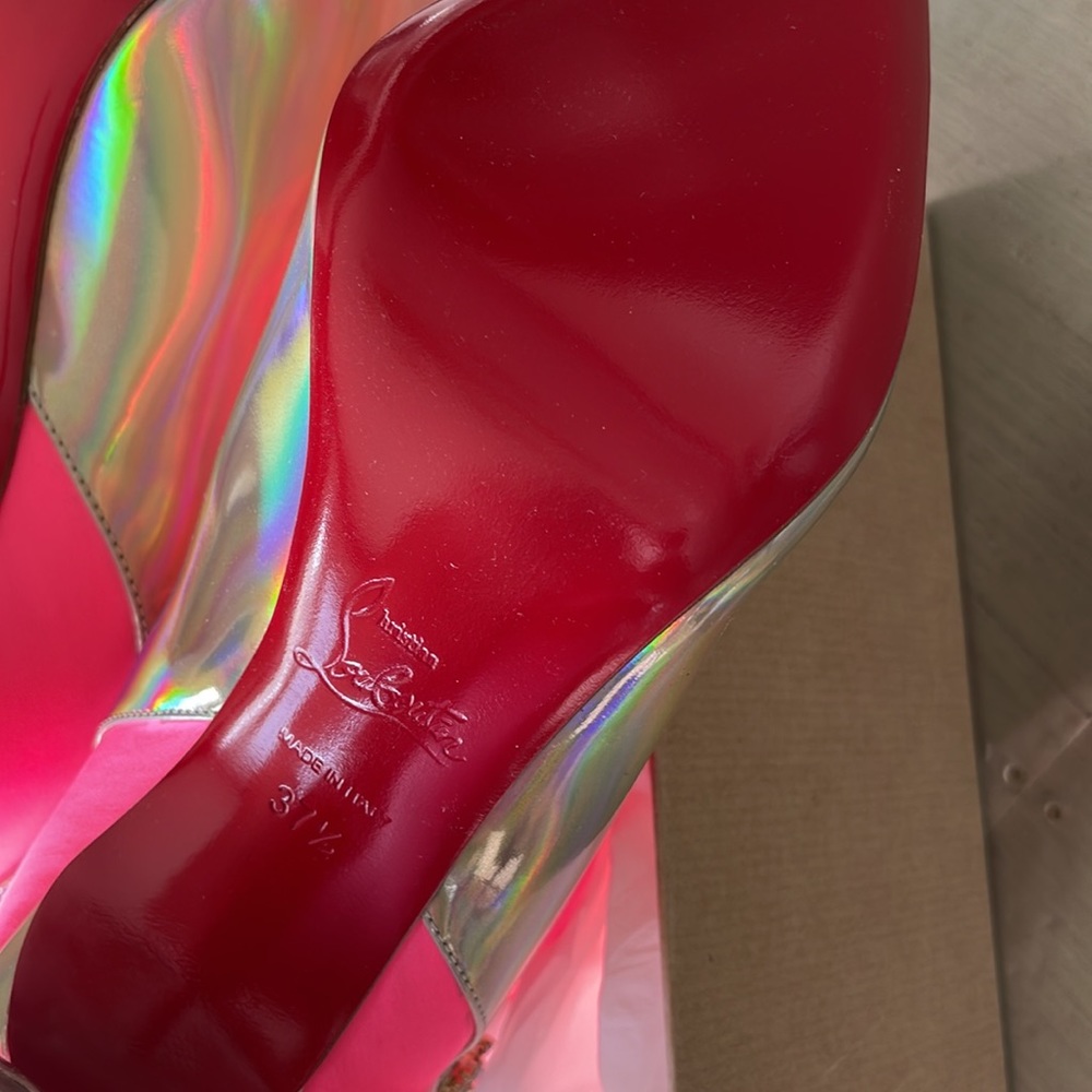 Christian louboutin Jessie booty 100mm stiletto boot barbie fluo neon sz 37.5 - Picture 11 of 13